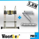 Escabeau t&eacute;lescopique 3.8m PRO+ avec plateforme