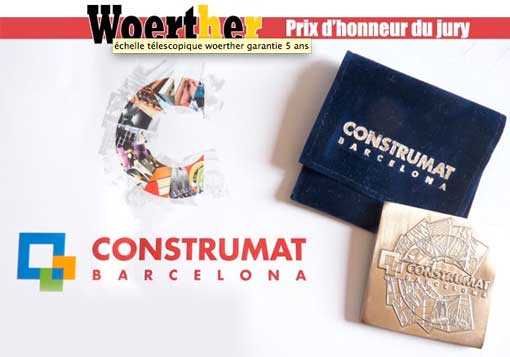 récompense du modèle d'échelle et d'escabeau au salon construmat construmat récompense pour la société woerther