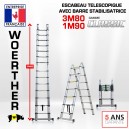 ECHELLE ESCABEAU TELESCOPIQUE TRIPLE FONCTIONS WOERTHER, CLASSIC 3M80/1.9M - PACK BASIQUE 