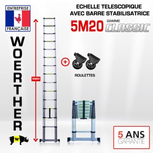 ÉCHELLE PLIANTE 5M20 CLASSIC PACK 3 (AVEC ROULETTES)