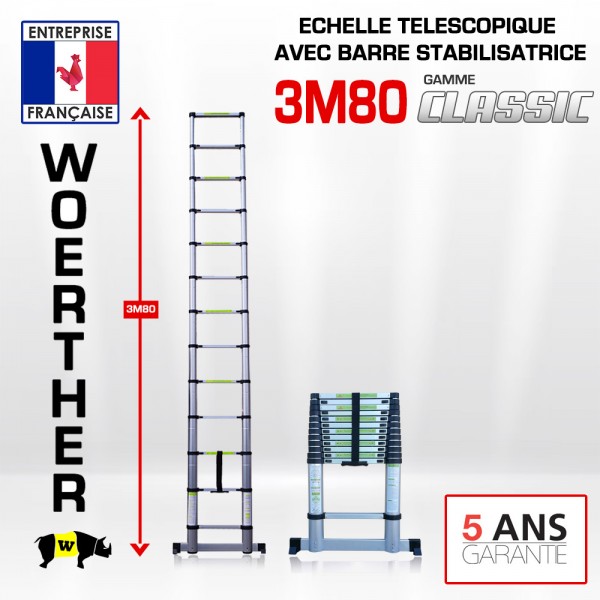 échelle pliante 4 mètres woerther, en aluminium anodisé, existe en