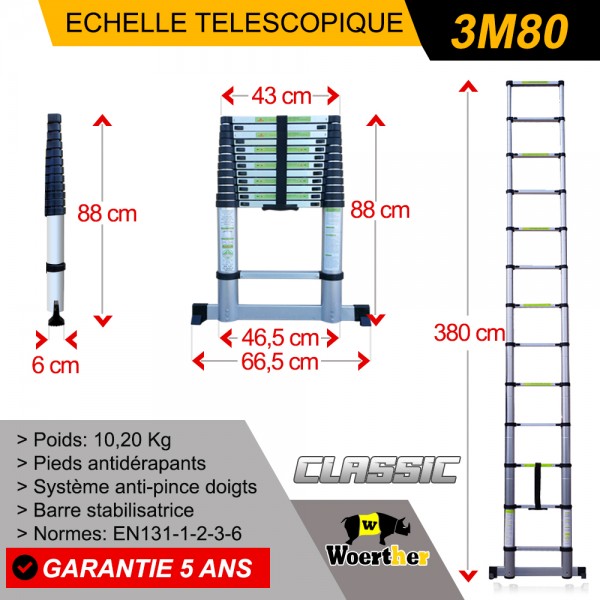 Echelle pliante Euroline Alu-Vario à roulettes hauteur de travail: 385m  3162103 acheter à bas prix