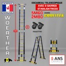 Escabeau 5m60 woerther grafitek avec 2 barres stabilisatrices plus roulettes