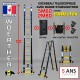 ECHELLE ESCABEAU TELESCOPIQUE DOUBLE FONCTIONS WOERTHER, GRAFITEK 5.60M/2.8M - AVEC HOUSSE,SAC A OUTILS ET ROULETTES