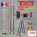 Escabeau 5m60 woerther grafitek avec 2 barres stabilisatrices plus housse plus sac à outils plus roulettes