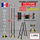 Escabeau 5m woerther avec  2 barres stabilisatrices gamme grafitek plus housse plus sac à outils plus roulettes