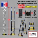 ECHELLE ESCABEAU DOUBLE FONCTIONS WOERTHER, MODÈLE GRAFITEK 3M80/1.9M - PACK 5 (AVEC HOUSSE, SAC A OUTILS ET ROULETTES