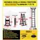 ECHELLE ESCABEAU TELESCOPIQUE FOUBLE FONCTIONS DOUBLE BARRES STABILISATRICES, GRAFITEK 3M20/1.6M - AVEC PLATEFORME ET TAPIS