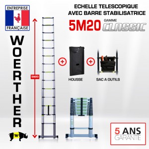 ÉCHELLE PLIANTE 5M20 CLASSIC PACK 4 ( AVEC HOUSSE ET SAC A OUTILS )