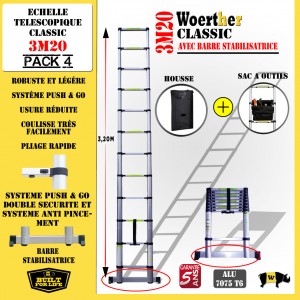 ECHELLE PLIANTE 3M20 CLASSIC PACK 4 (AVEC HOUSSE ET SAC A OUTILS)