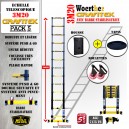 ÉCHELLE PLIANTE 3M20 GRAFITEK PACK 5 (AVEC HOUSSE, TAPIS ET ROULETTES)