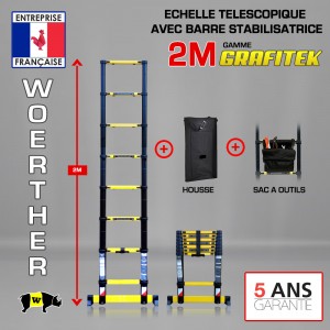 ECHELLE PLIANTE 2M GRAFITEK PACK 4 (AVEC HOUSSE ET SAC A OUTILS)