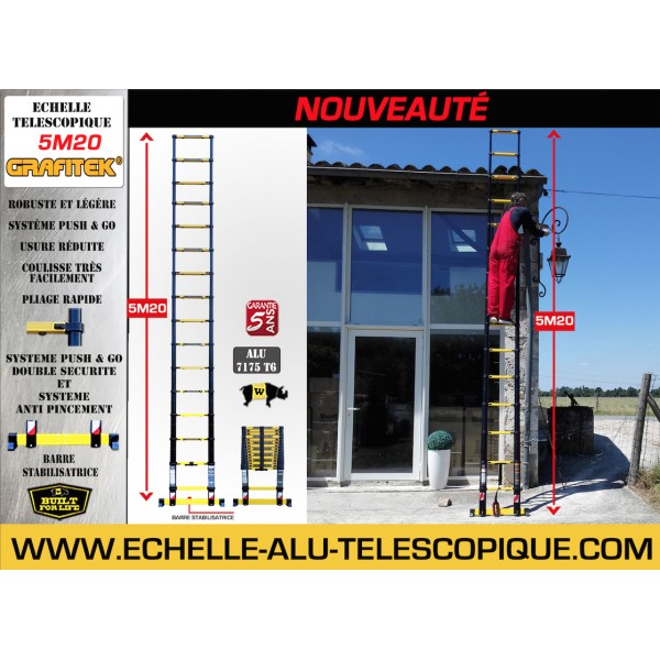 ECHELLE TELESCOPIQUE WOERTHER 5M20 GAMME GRAFITEK