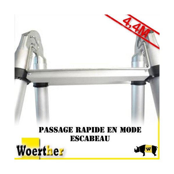 échelle pliante 4 mètres woerther, en aluminium anodisé, existe en gamme  grafitek.