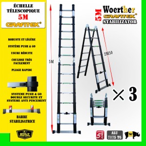 Échelle télescopique 3m20 pas cher