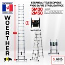 Escabeau 5m woerther avec barre stabilisatrice gamme classic plus sac à outils