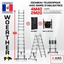 ECHELLE ESCABEAU TELESCOPIQUE DOUBLE FONCTIONS WOERTHER, CLASSIC 4M40/2M20 – AVEC HOUSSE ET SAC A OUTILS