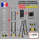 ECHELLE ESCABEAU TELESCOPIQUE DOUBLE FONCTIONS WOERTHER, GRAFITEK 4.40M/2.20M - AVEC HOUSSE ET SAC A OUTILS