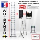 Escabeau 5m woerther avec barre stabilisatrice gamme classic plus housse plus sac à outils