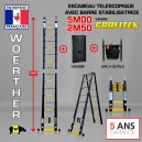 Escabeau 5m woerther avec barre stabilisatrice gamme grafitek plus housse plus sac à outils