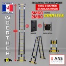 Escabeau 5m60 woerther grafitek avec 2 barres stabilisatrices plus housse plus sac à outils