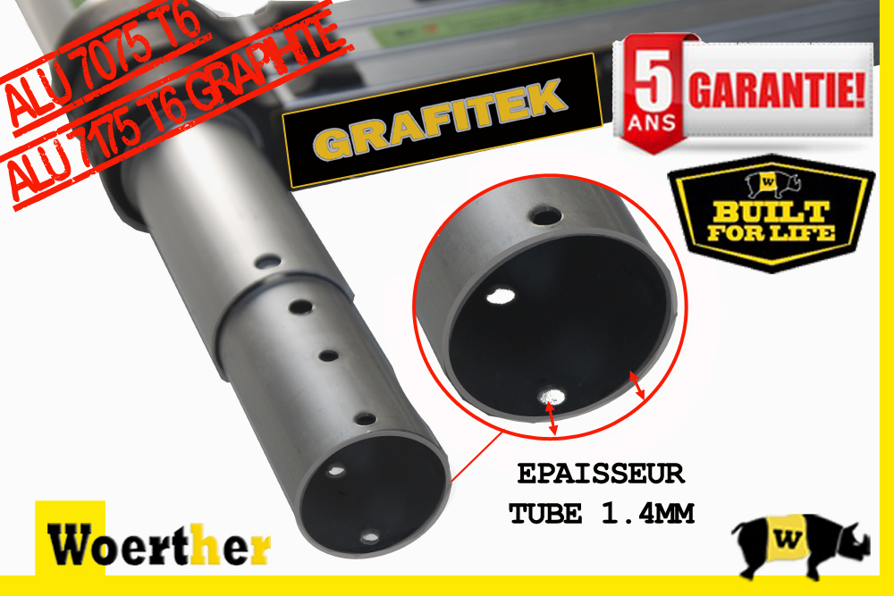 escabeau télescopique 4M40/2M20 woerther, en aluminium anodisé, existe en  gamme grafitek.