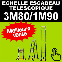 Echelle escabeau en aluminium télescopique 4 mètres 40 / 2 mètres 20