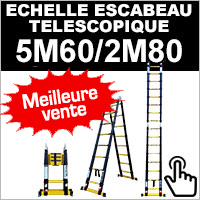 Echelle escabeau en aluminium télescopique 5 mètres / 2 mètres 50